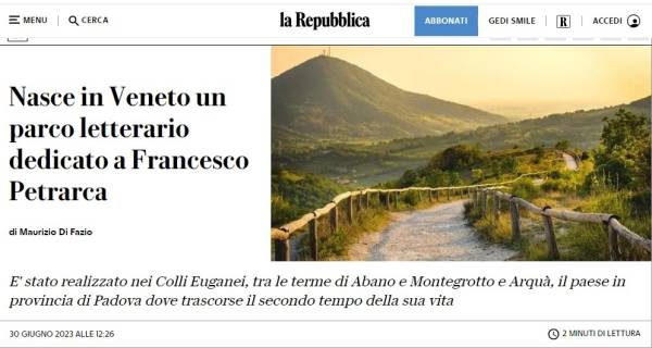 Il nuovo Parco Letterario Francesco Petrarca e dei Colli Euganei