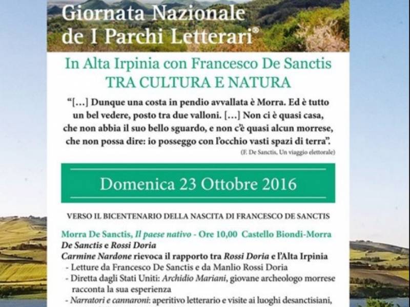 Giornata nazionale dei Parchi letterari: in Alta Irpinia con De Sanctis