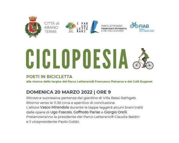 Foto: Ciclopoesia, poeti in bicicletta ad Abano Terme nel Parco Petrarca