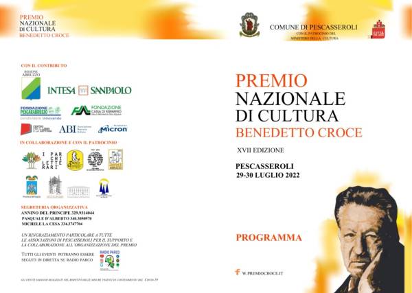 Parco: XVII edizione del Premio Nazionale di Cultura Benedetto Croce di Pescasseroli
