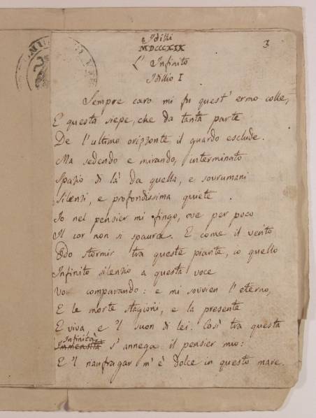 Foto Il manoscritto de L'Infinito di Giacomo Leopardi 5