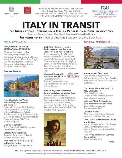 Foto Italy in Transit. I Parchi Letterari al 7° International Symposium della Florida Atlantic University 1